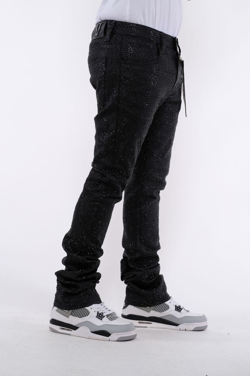 ALL OVER RHINESTONE EMBELLISHED FLARE DENIM