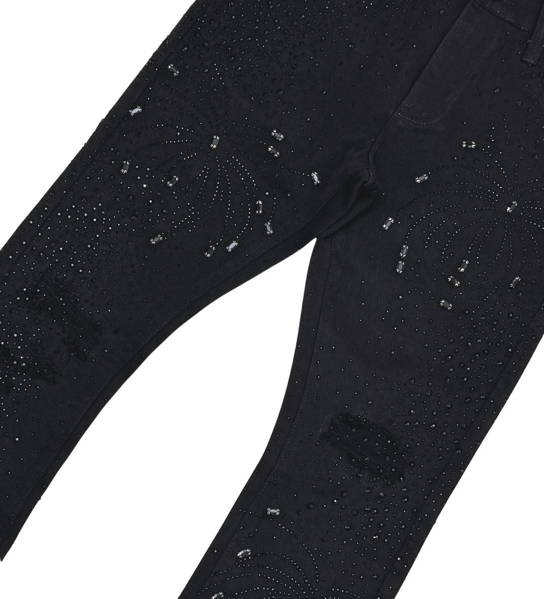 EMBELLISHED RHINESTONE FLARED DENIM