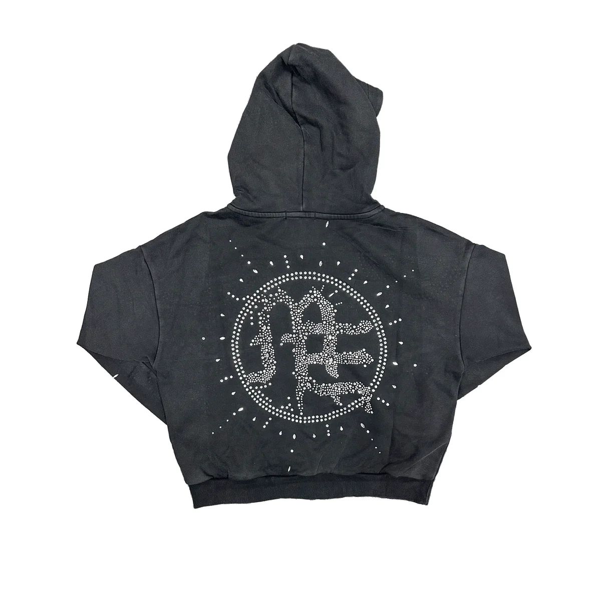 Eclipse’ Grey Acid Wash Rhinestone Hoodie