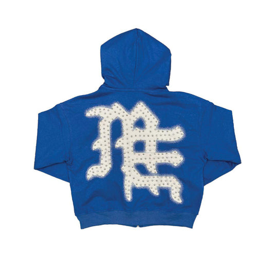 Mixed emotion Blue "End" Rhinestone Hoodie