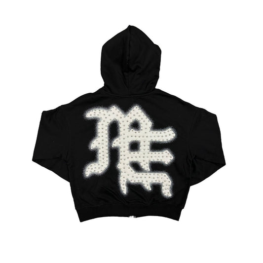Mixed emotion Black ‘End’ Rhinestone hoodie