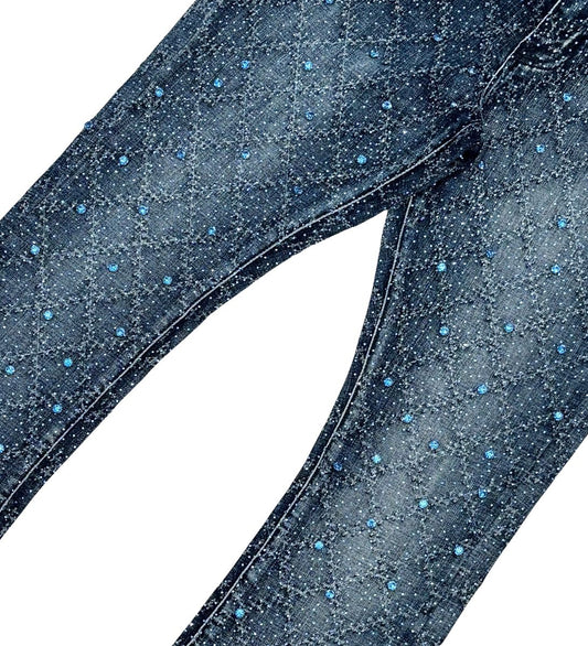 EMBELLISH RHINESTONE FLARE DENIM