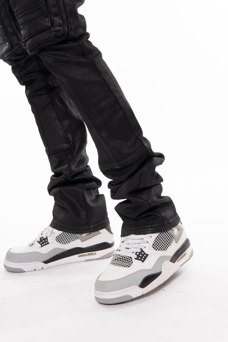 ZIP CARGO DENIM PANTS / FLARED