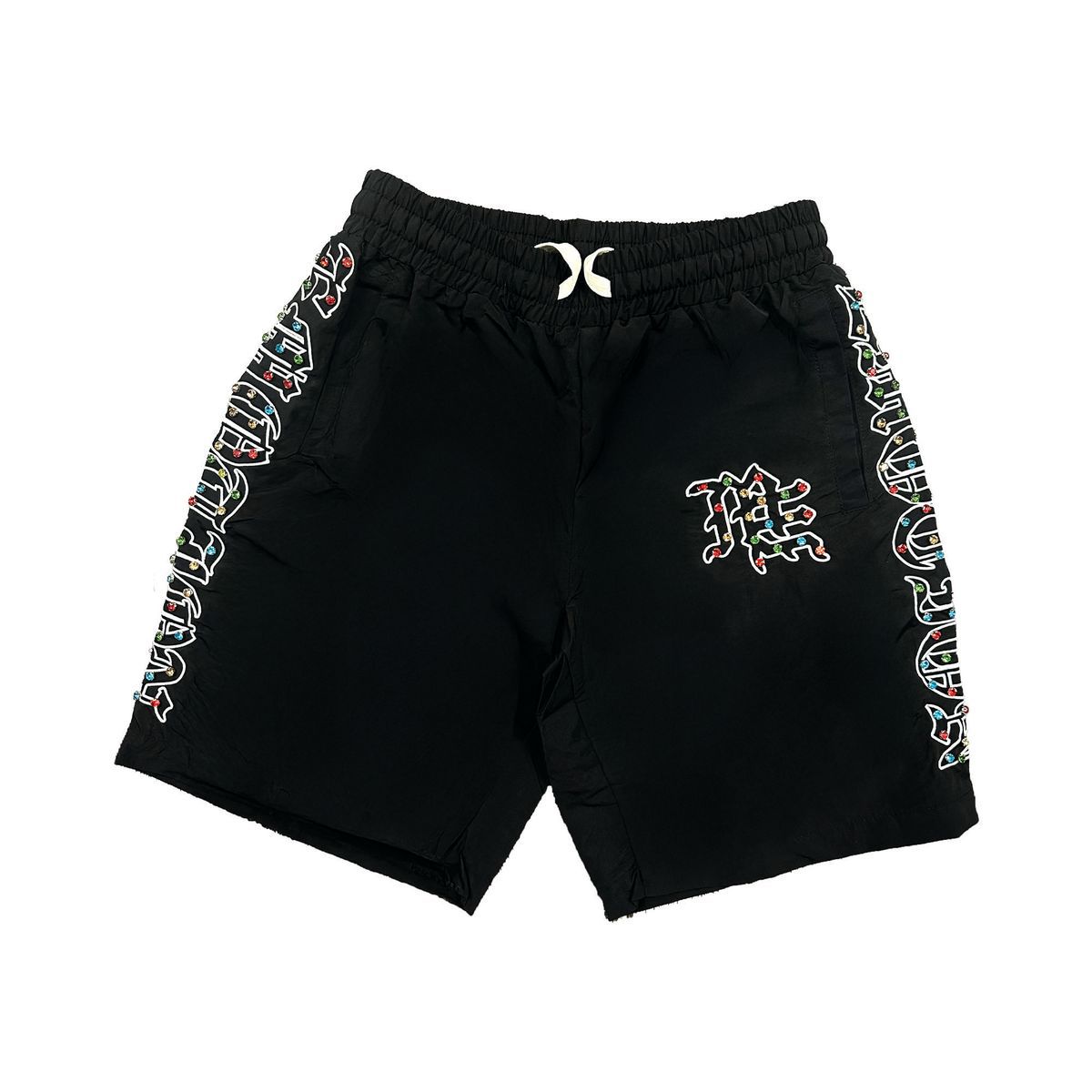 Mixed emotion ME" Rhinestone Nylon Shorts