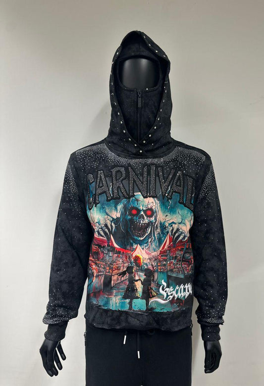 CARNIVAL" F-TERRY CROPPED HOODIES