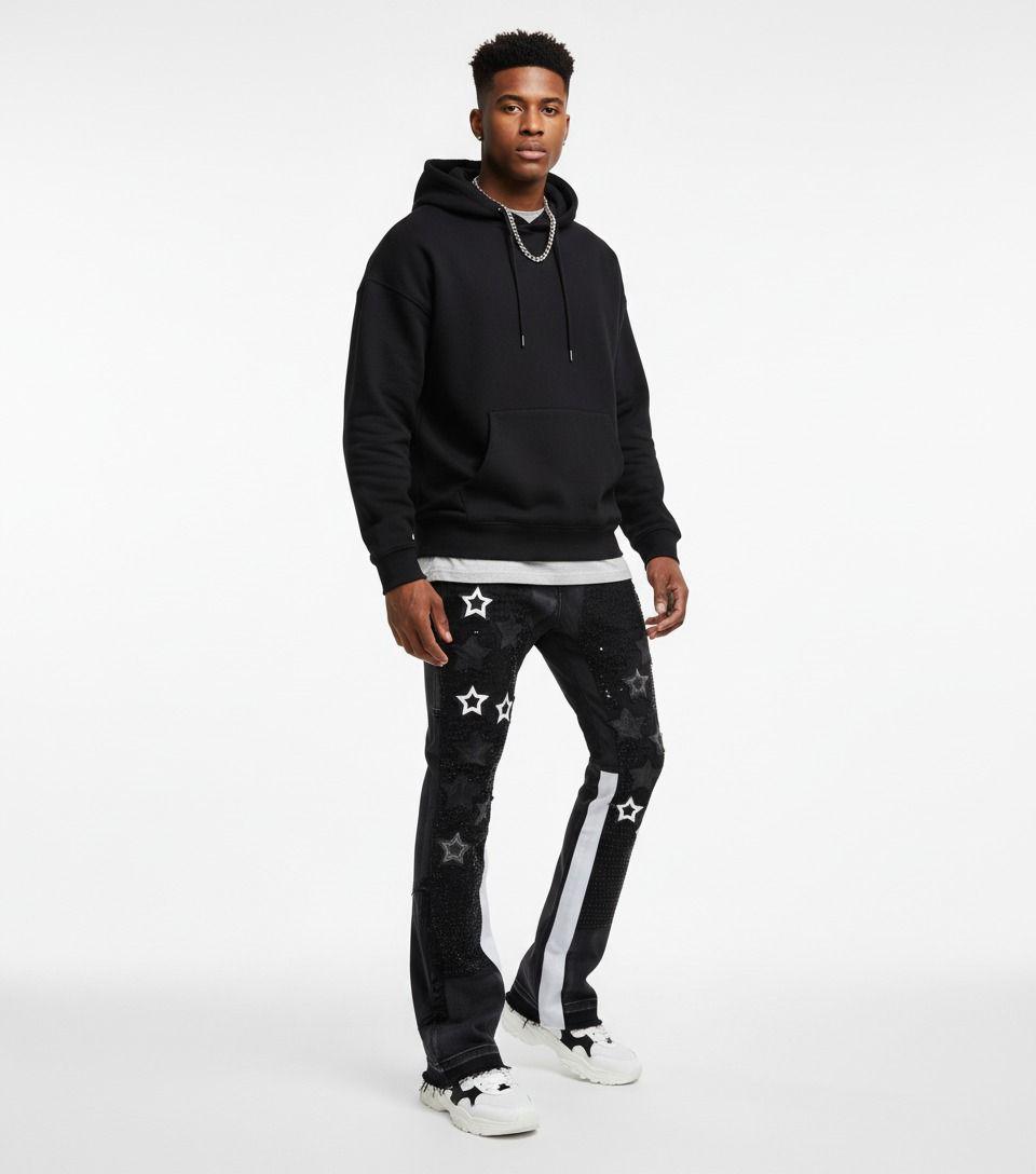 FLARE DENIM W/ STAR & RHINESTONE DETAILS