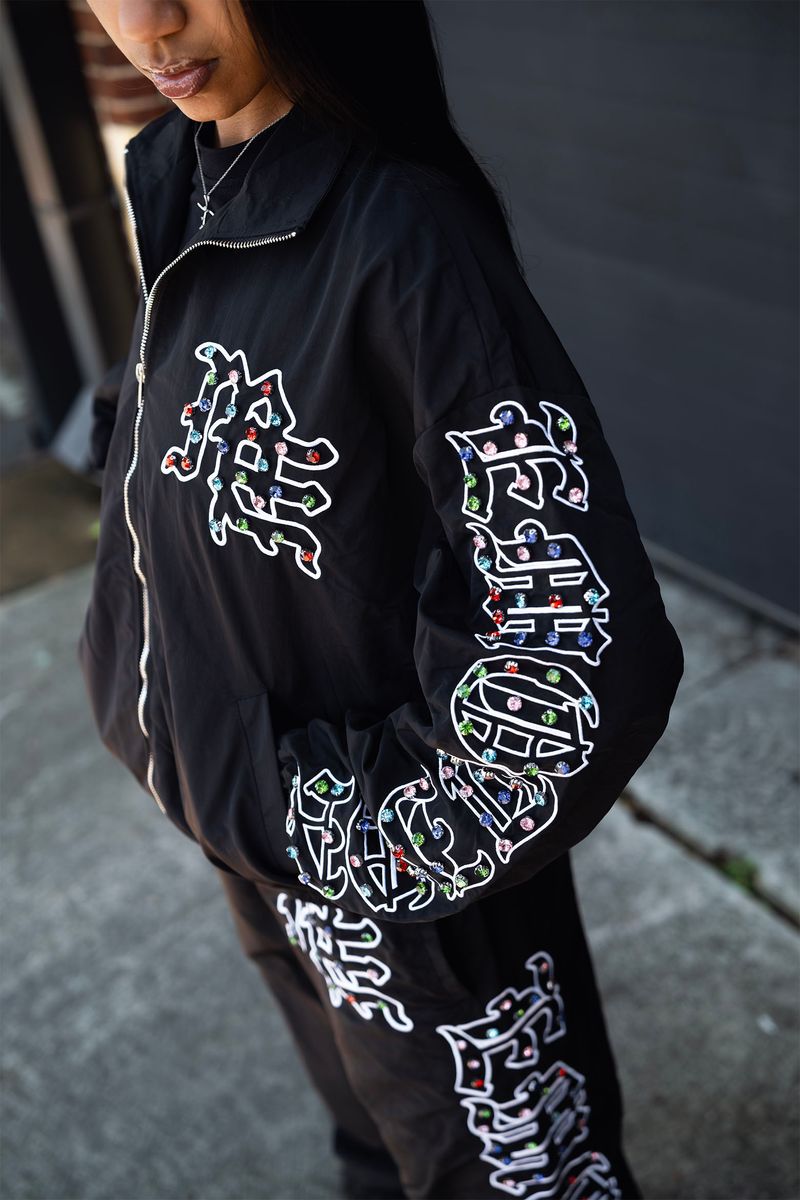 Mixed Emotion  'ME' Rhinestone Nylon Jacket