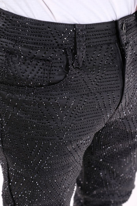 ALL OVER RHINESTONE EMBELLISHED FLARE DENIM