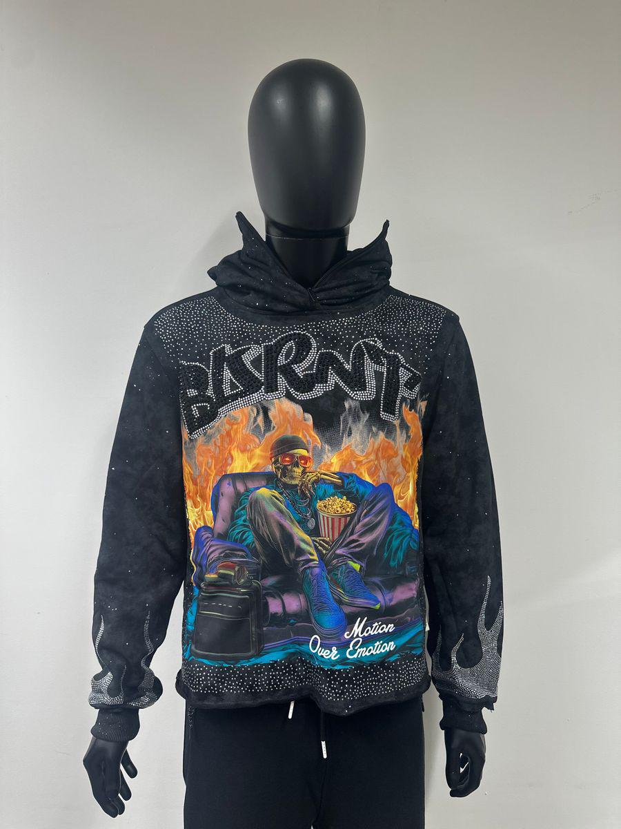 "BURNT" F-TERRY CROPPED HOODIE