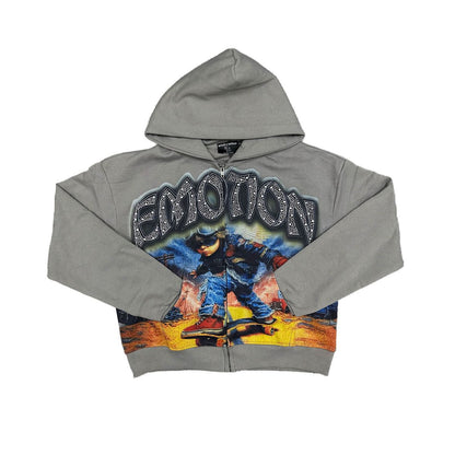 Mixed emotion  Grey “Rhinestone“ Hoodie