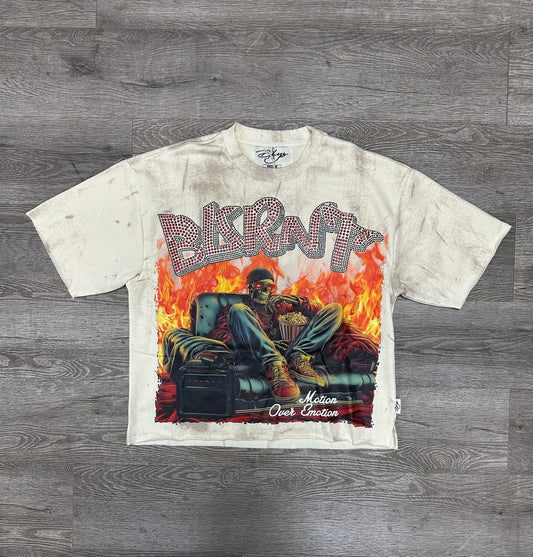 "BURNT" F-TERRY CROPPED T-SHIRT