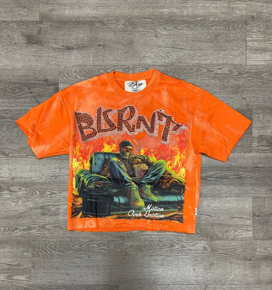 "BURNT" F-TERRY CROPPED T-SHIRT