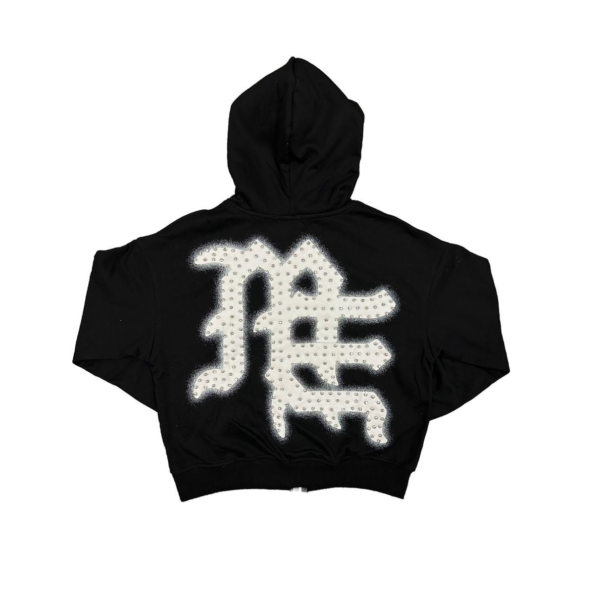 Mixed emotion Black ‘End’ Rhinestone hoodie