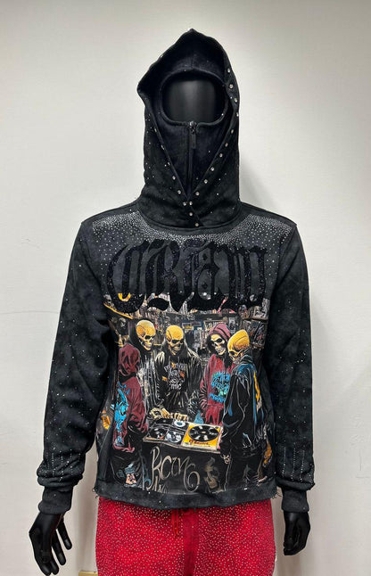 CREW" F-TERRY CROPPED HOODIE