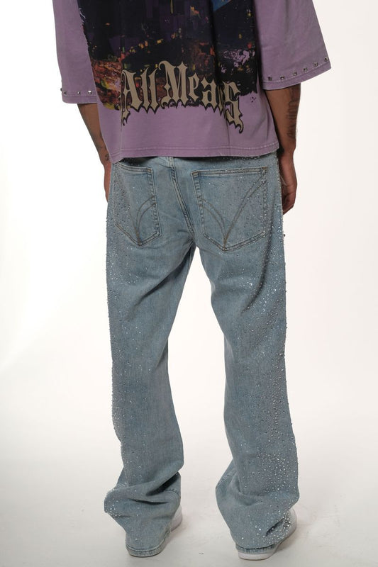 EMBELLISHED RHINSTONE DENIM / RELAXED FLARED FIT