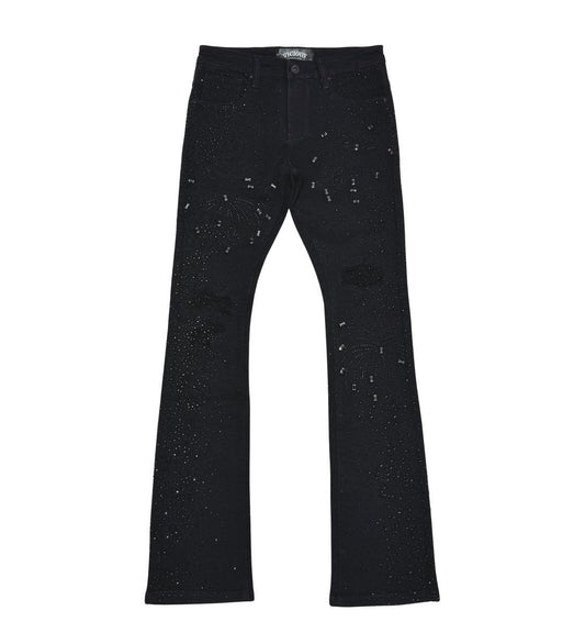 EMBELLISHED RHINESTONE FLARED DENIM