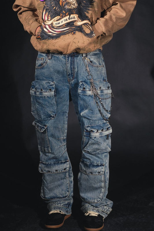 MULTI CARGO BAGGY FIT DENIM