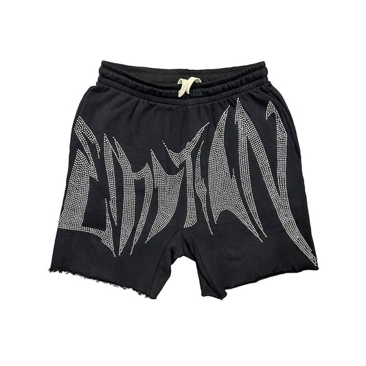Black 'Wild' Rhinestone Shorts