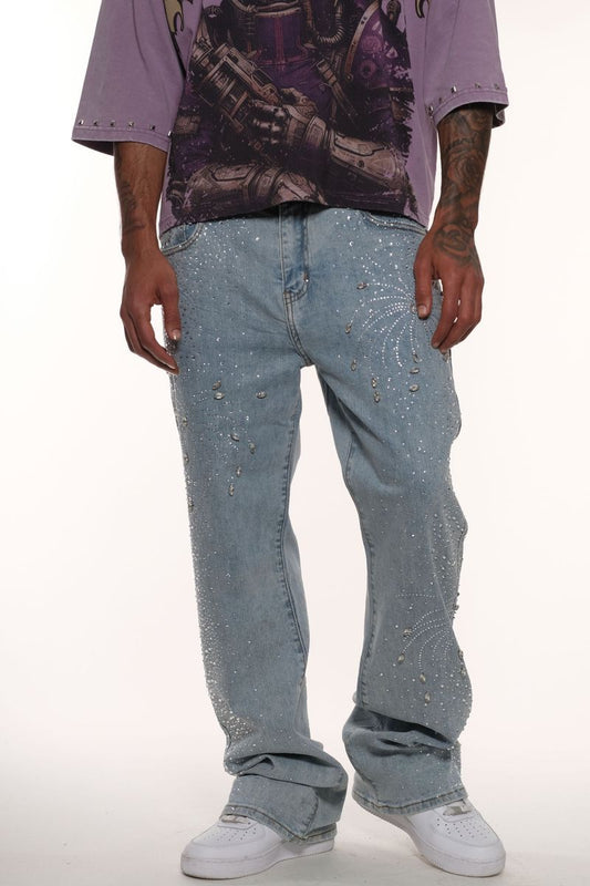 EMBELLISHED RHINSTONE DENIM / RELAXED FLARED FIT