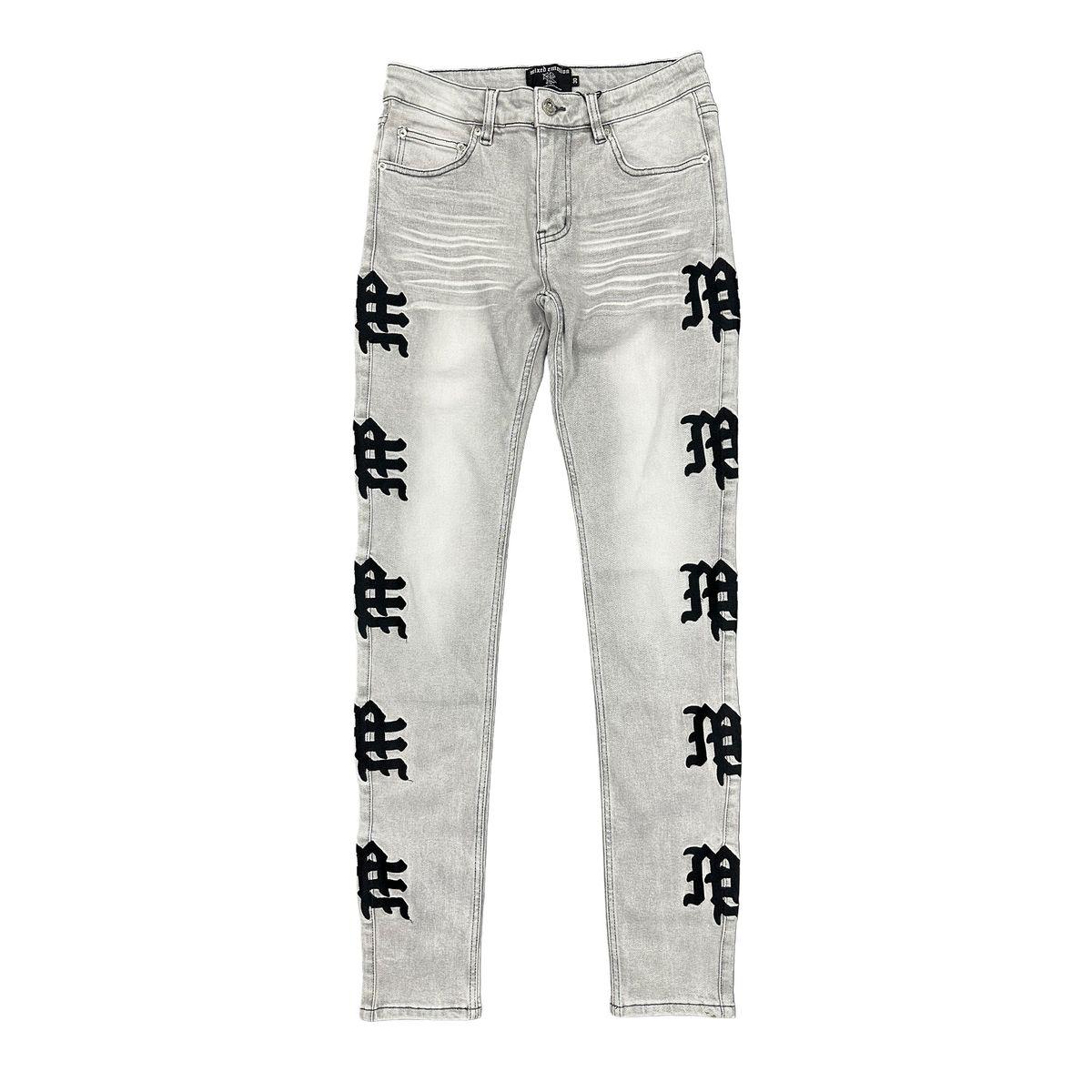 Mixed emotion jeans “Monogram Denim Jeans Grey Wash”