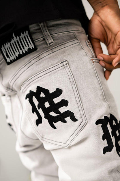 Mixed emotion jeans “Monogram Denim Jeans Grey Wash”