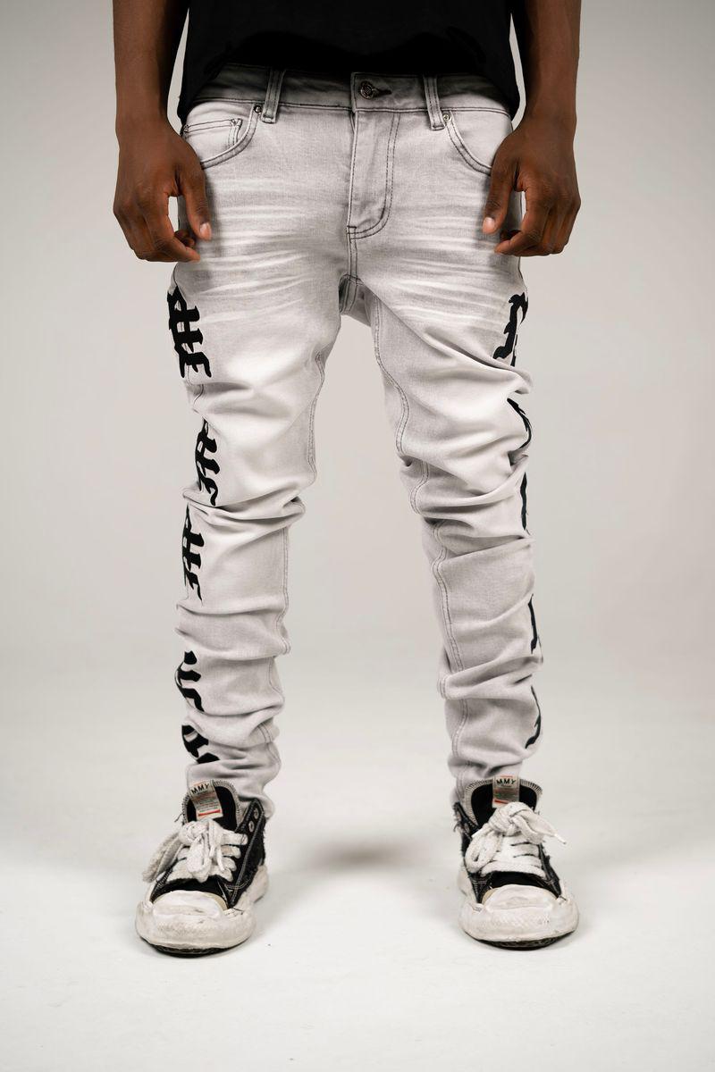 Mixed emotion jeans “Monogram Denim Jeans Grey Wash”