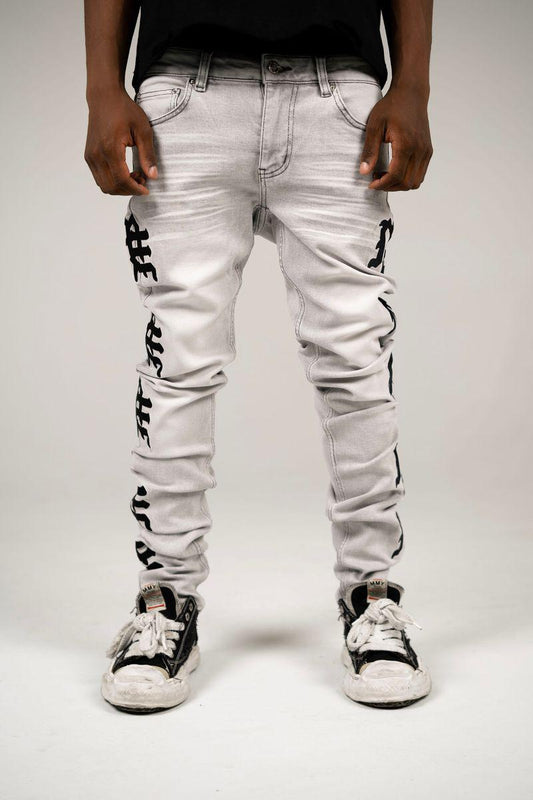 Mixed emotion jeans “Monogram Denim Jeans Grey Wash”