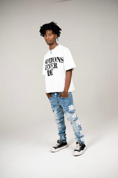 Mixed Emotion  “Monogram Denim Jeans Blue Wash”