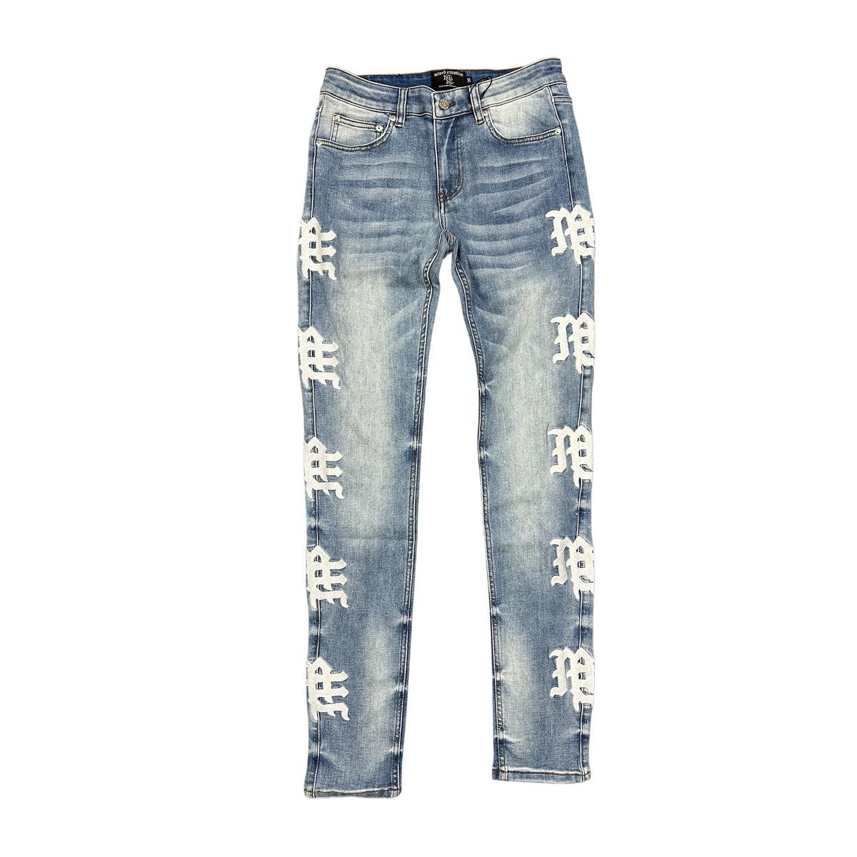 Mixed Emotion  “Monogram Denim Jeans Blue Wash”