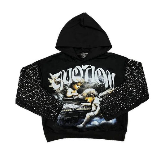 Fallen angel rhinestone hoodie