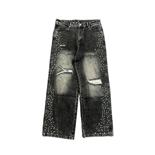 Grey stone baggy jeans